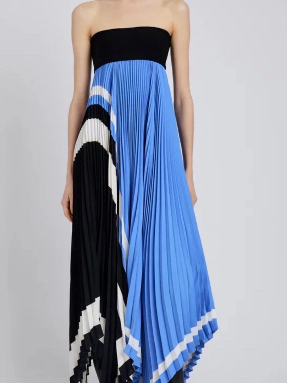 Proenza Schouler Black & Light Blue Pleated Dress